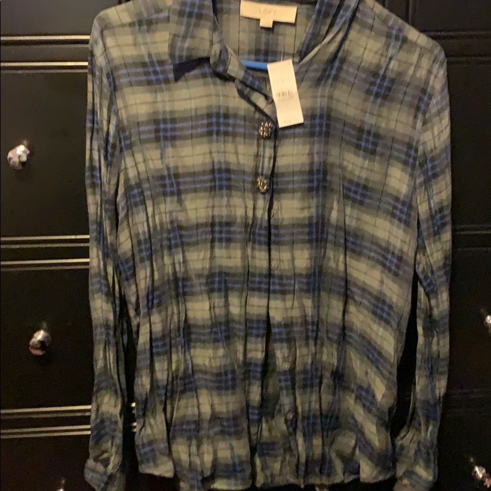 Loft plaid button down - Picture 2 of 4